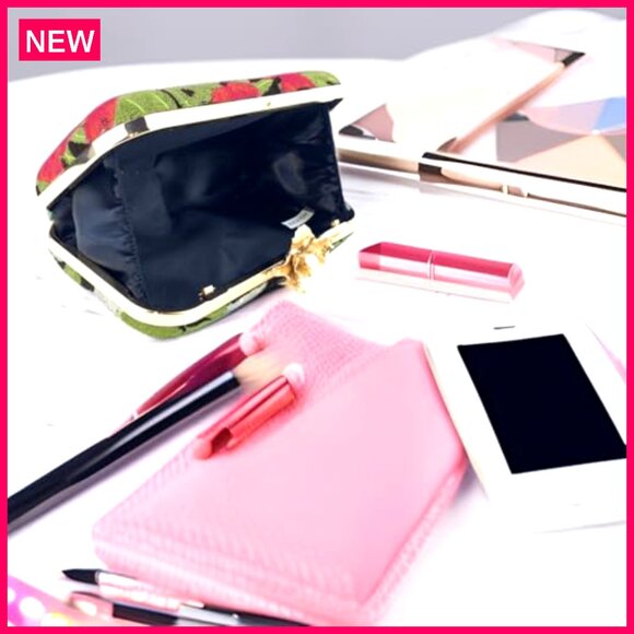 Vintage Embroidered Clutch Evening Bag Pearl Chain Shoulder Purse Wedding Guest - Picture 6 of 8